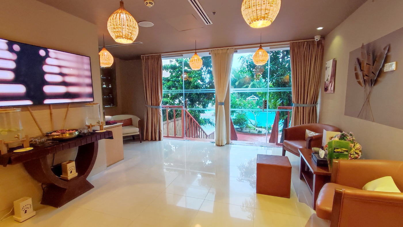 Warmly lit treatment room at The Pearl Spa and Wellness